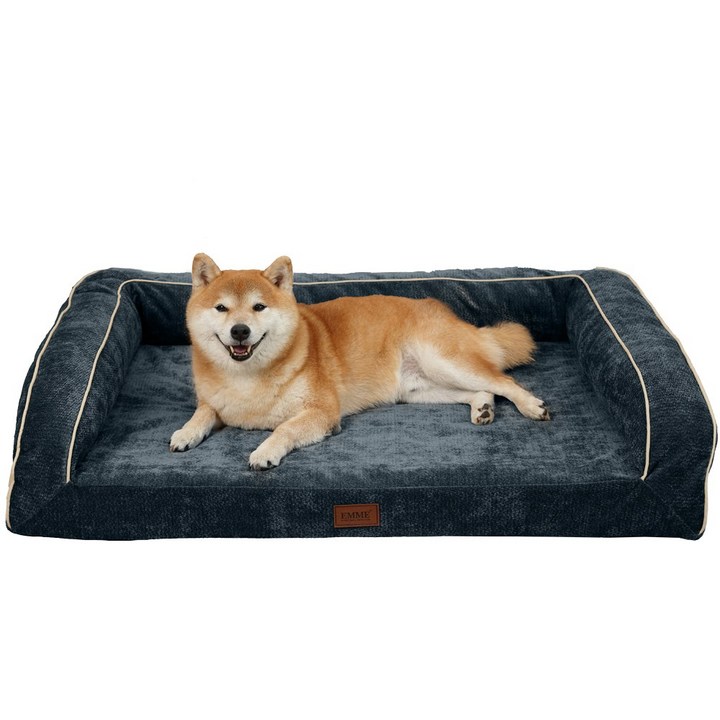 EMME 애견용 침대 방수 방상, 1개, 셔닐 원단Dusty Blue