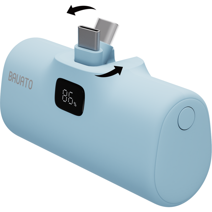 바우아토 단자 접이식 PD 20W 고속 충전 미니 일체형 도킹형 보조배터리 5000mAh, 스카이블루, C타입 바우아토 단자 접이식 PD 20W 고속 충전 미니 일체형 도킹형 보조배터리 5000mAh, 스카이블루, C타입