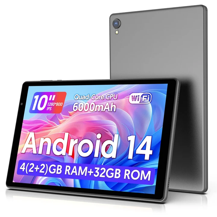 최신 안드로이드 14 태블릿 10인치 쿼드코어 프로세서 5G 와이파이 4GB ROM + 1280800 해상도 배터리