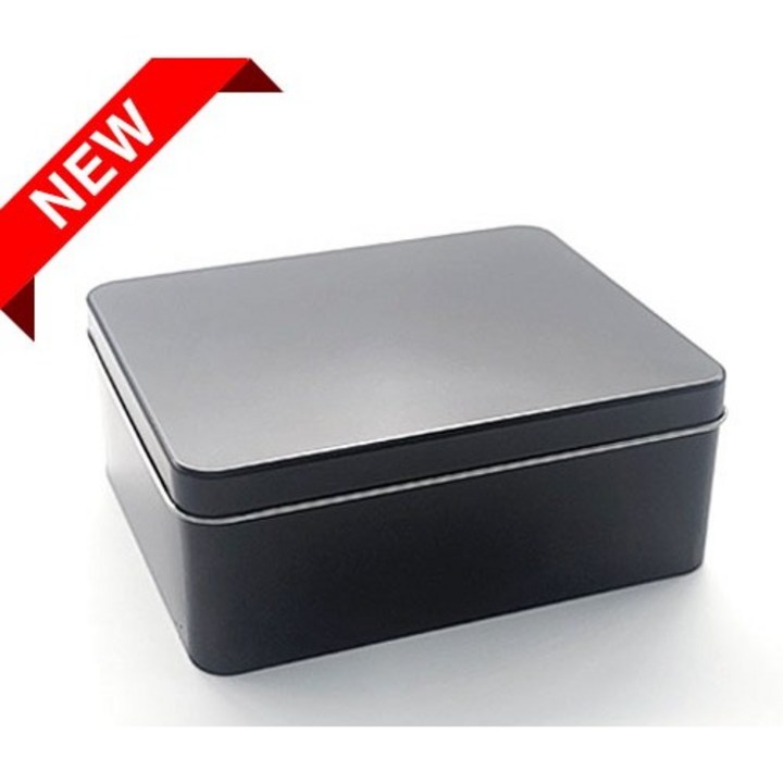 사각깡통 S0552 은색흰색검정색 틴케이스,대형 틴케이스, 미니 틴케이스, 원형 틴케이스, 철필통, 원통, 정리함 케이스, 틴케이스 쿠키, 철제 케이스, 검정, 1개