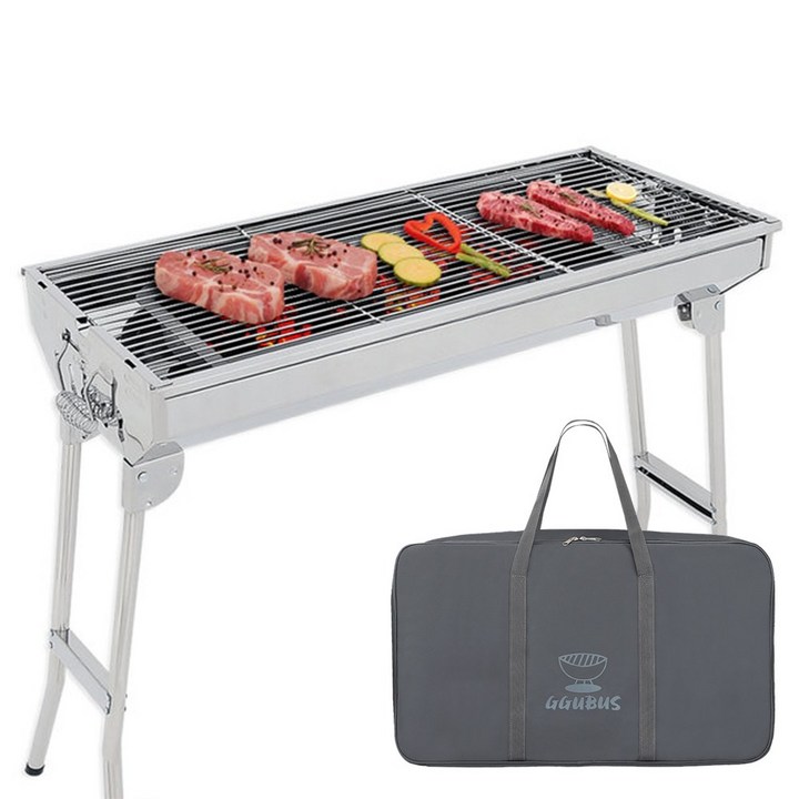캠핑몽 포터블 바베큐그릴  전용 가방 SET 접이식 캠핑 숯불 야외 화로 스텐 석쇠 휴대용 대형, 1개