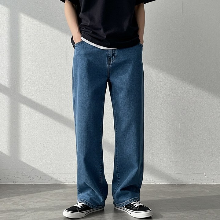 언더프 남자 세미 와이드 밴딩 청바지