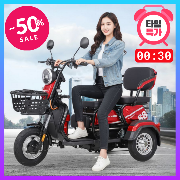 프리미엄 로드헤븐 삼륜 오토바이 2인승 세발 전동 스쿠터 사륜 전기 자동차 3발 전동차