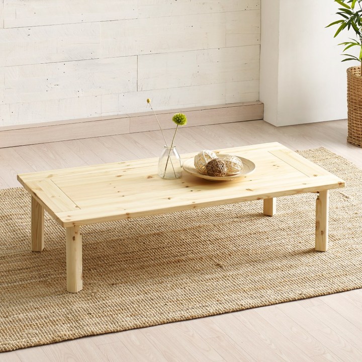 인테리어테이블 조은세상 편백나무 원목 강철 테이블 1200x600 피톤치드 히노끼 거실테이블, 내추럴