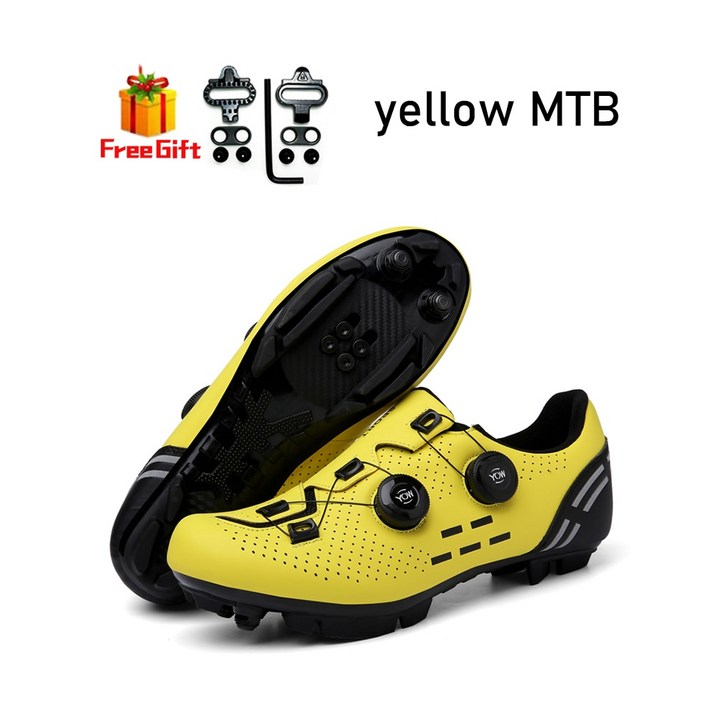 사이클링 신발 미끄럼 방지 남성용 산악 자전거 신발 스피드 카본, 43, yellow MTB