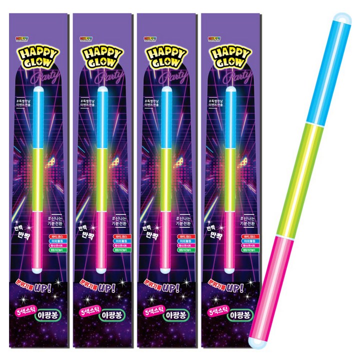 해피글로우 3색 스틱 야광봉, 랜덤발송, 5개