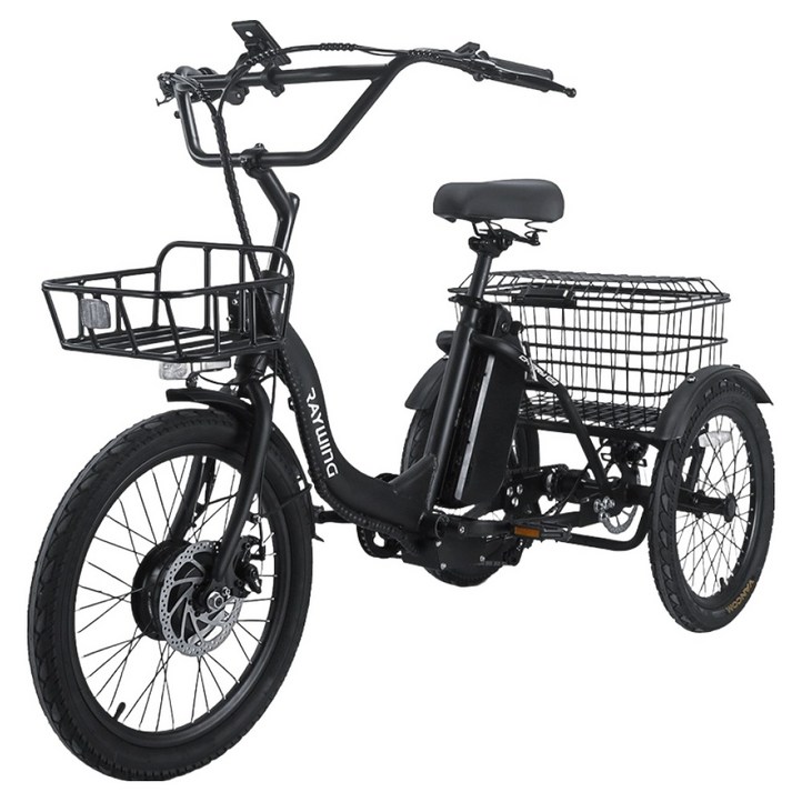 레이윙 삼성셀 배터리 캐리 이지 삼륜 전기자전거 20Ah 고객직접설치, 팬텀 블랙, 스틸