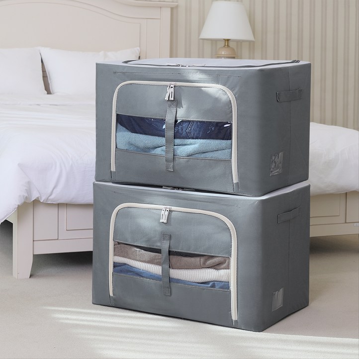 조은리빙 프리미엄 스틸 와이어 옷정리 리빙박스, 그레이, 2개