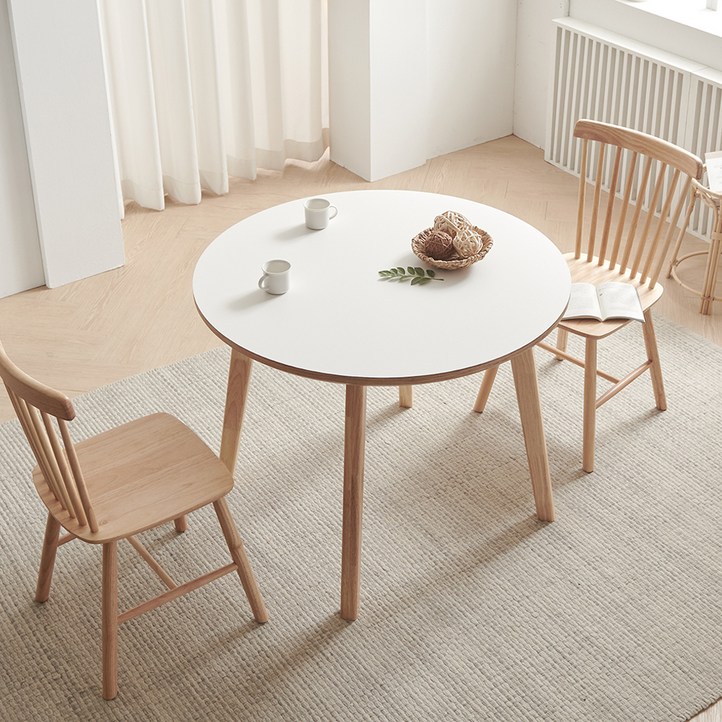 웰퍼니쳐 피오니 자작나무 원목 원형 식탁 방문설치