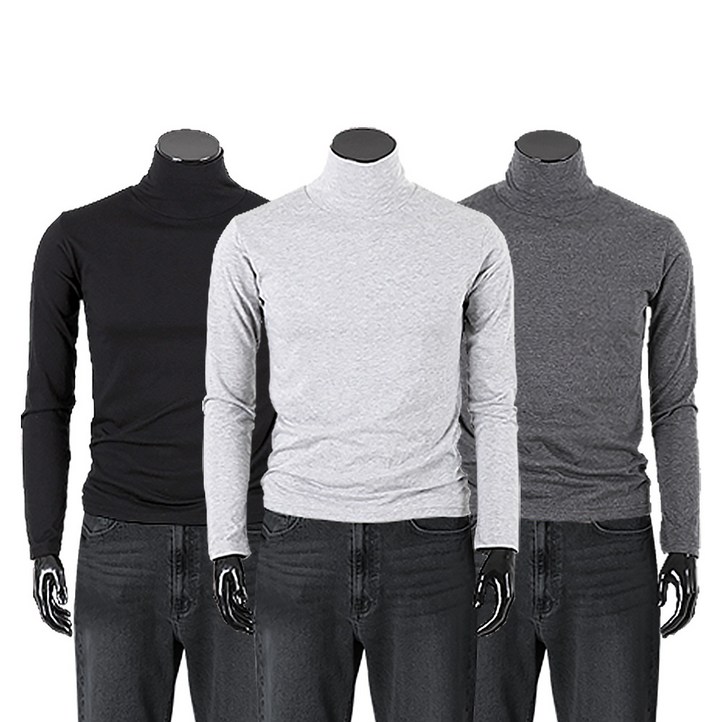 제네브 111 3장기획세트상품  남여공용 국내생산 S3XL 면TC 긴목폴라 티셔츠 3종세트