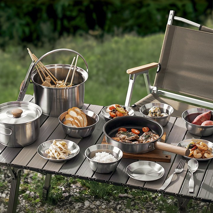 슈맥스 스테인리스 스틸 캠핑 코펠 12종 세트, 1개