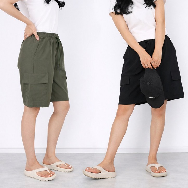 11 여름B여성에어카고반바지B 여자 쿨링 건빵 경량 밴딩 시원한 데일리 빅사이즈