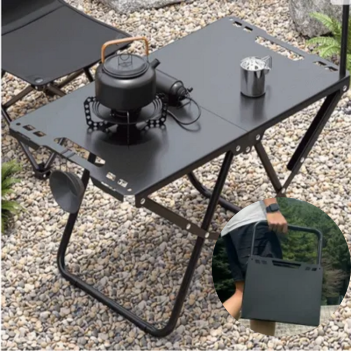 위드이든 캠핑 테이블 2단 접이식 식탁  보관가방, 블랙