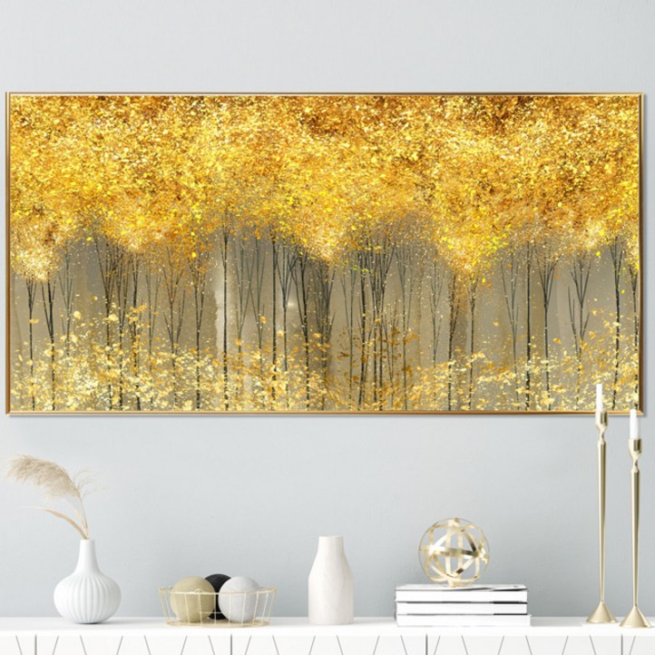 황금 돈나무 그림액자 추상화 캔버스 거실 인테리어 북유럽 액자, 유광골드