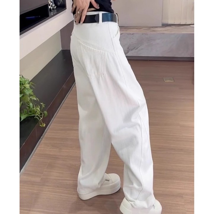 퀸앤조이 렌다핏 사선 포켓 테이퍼드 데님 팬츠