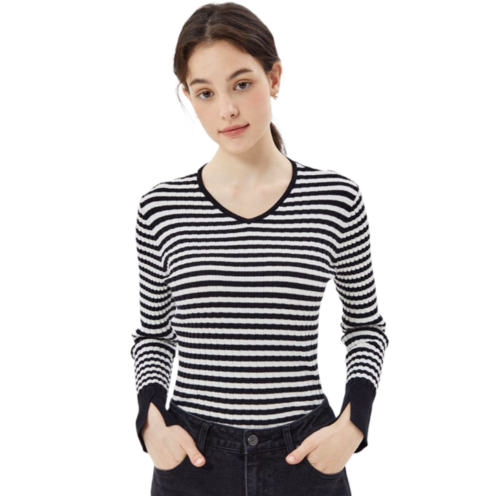 게스 GUESS 여성 브이넥 골지 스웨터 풀오버 OO4S1697 149812