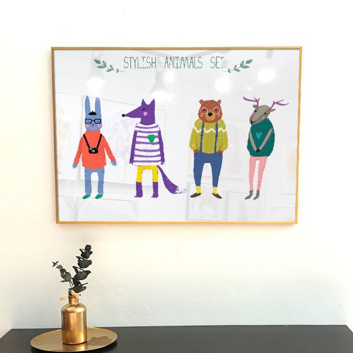 앙리아트 아이방 꾸미기 키즈카페 소품 귀여운 동물 그림 인테리어 액자