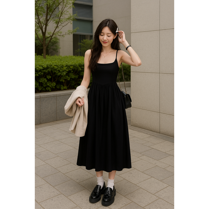 한아로지스 시원한 바캉스룩 나시 원피스