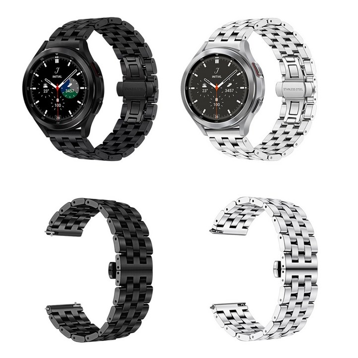 갤럭시 워치4 40 44 42 46mm 클래식 메탈 스트랩 밴드 시계줄 SMR860R870R880R890N 호환, 블랙