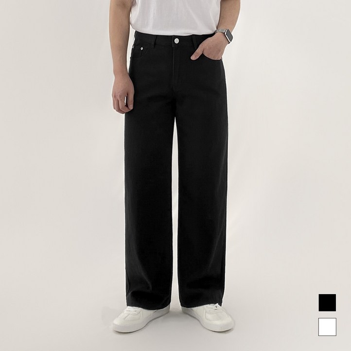모노마인 남자 청바지 화이트진 블랙진 세미 와이드 데님 팬츠