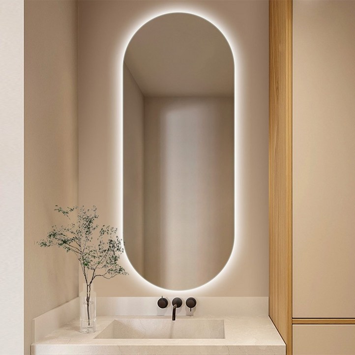 LED 간접조명 타원형 거울 욕실 미용실 인테리어 3색변환 터치형