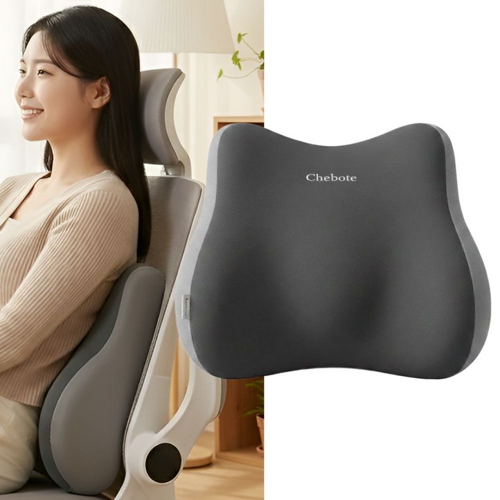 오르지 허리를 탄탄하게 받쳐주는 요추 지지대 쿠션, 블랙그레이