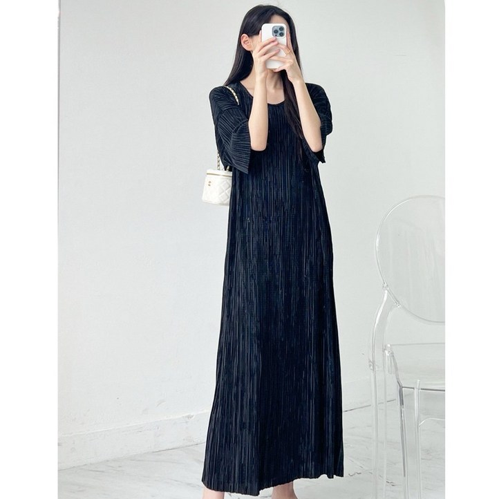 굿띵즈 빅사이즈 넘버원 플리츠 주름 롱 원피스