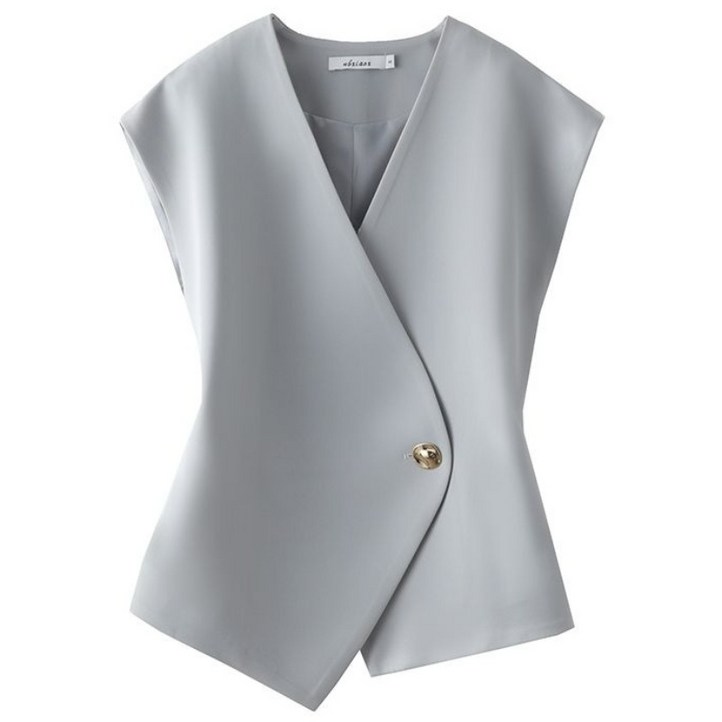 Asure 여름 여성 날씬해 보이는 브이넥 정장조끼 나시 기질 정장 민소매 코트