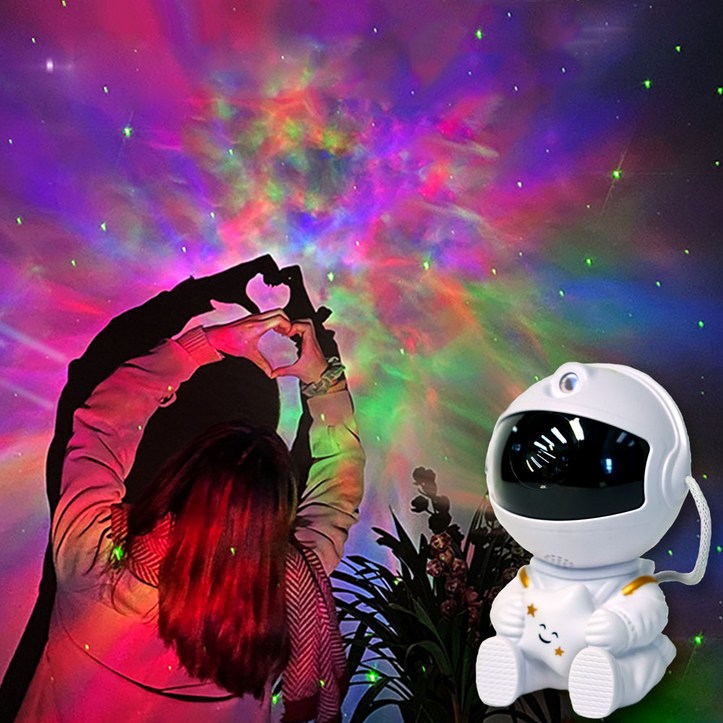 우주 비행사 오로라 무드등 우주인 은하수 집들이선물 별나라, 단일 색상 6595764169