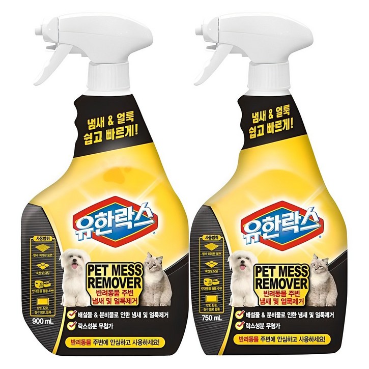 유한락스 펫 메스 리무버 탈취제 900ml + 750ml, 1.65L, 1세트