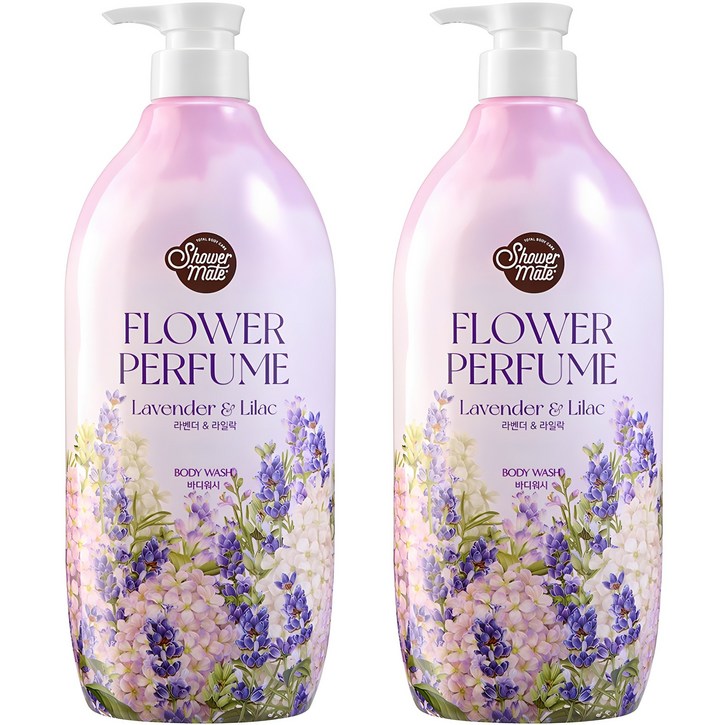 샤워메이트 퍼플플라워 퍼퓸 바디워시 라벤더&라일락 향, 900ml, 2개