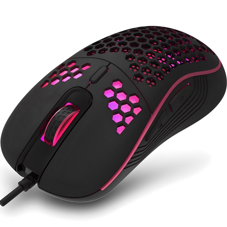 지클릭커 슈퍼히어로 에어 초경량 무소음 게이밍 유선 마우스 CT190, CT190, 블랙