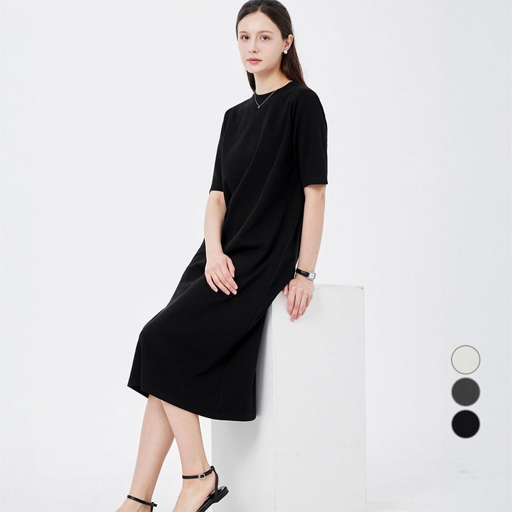 ELLE PARIS 여성용 고밀도 코튼 롱 원피스