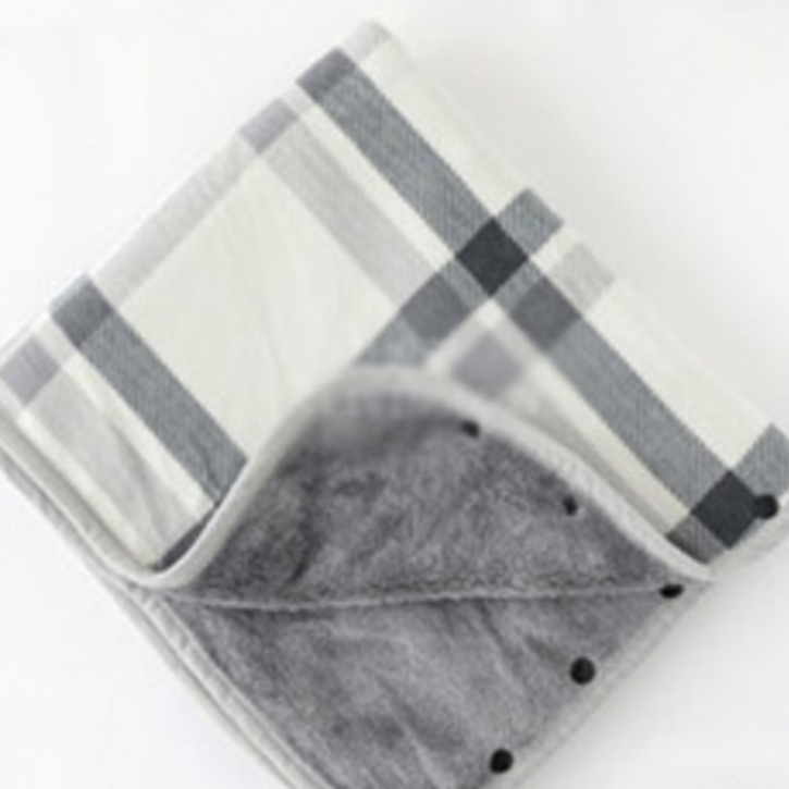 극세사 똑딱이 체크 망토 담요