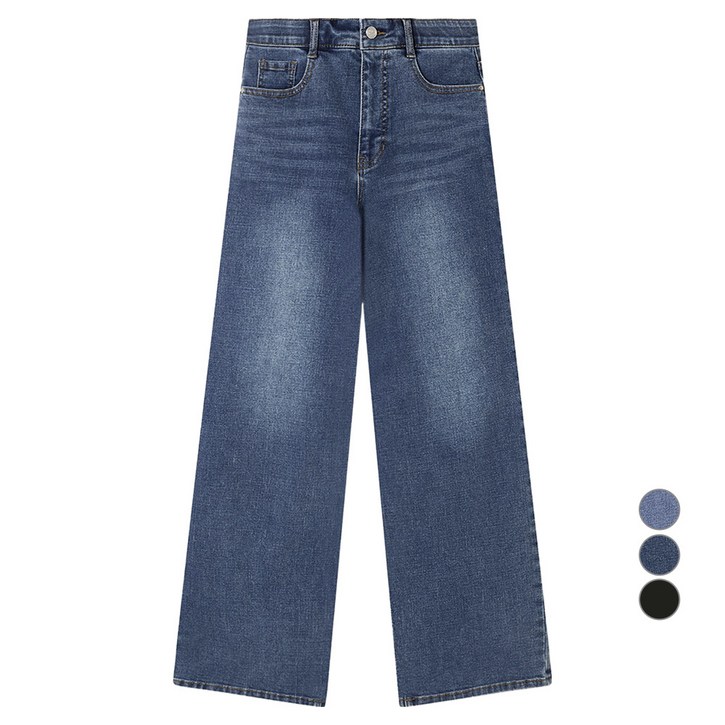 로엠 여성용 기본/숏 기장 핏 미 와이드 데님 팬츠