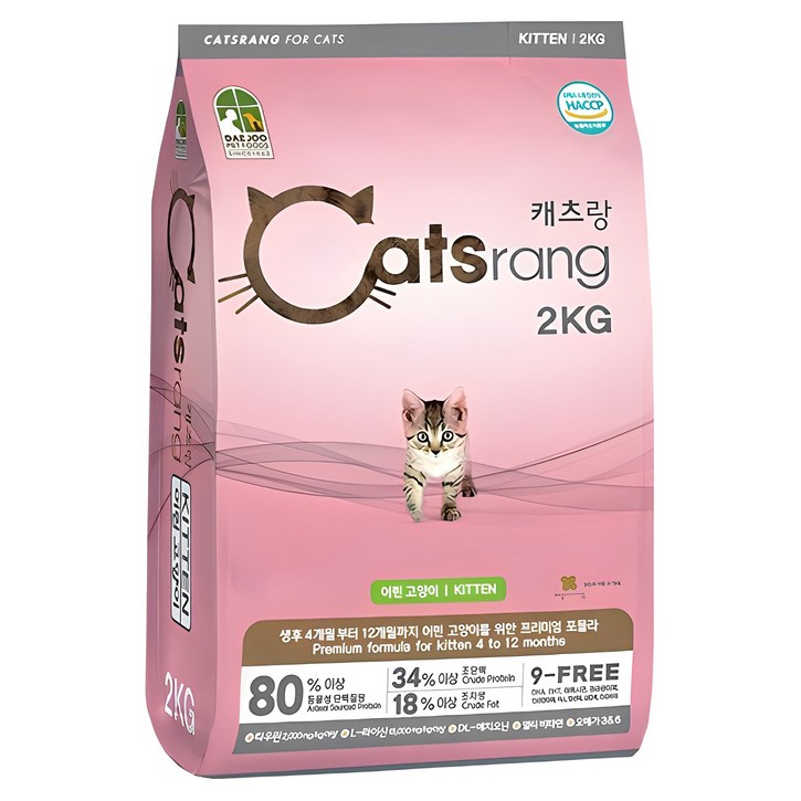 캐츠랑 고양이 기능성 사료, 키튼, 2kg, 1개 캐츠랑 고양이 기능성 사료, 키튼, 2kg, 1개