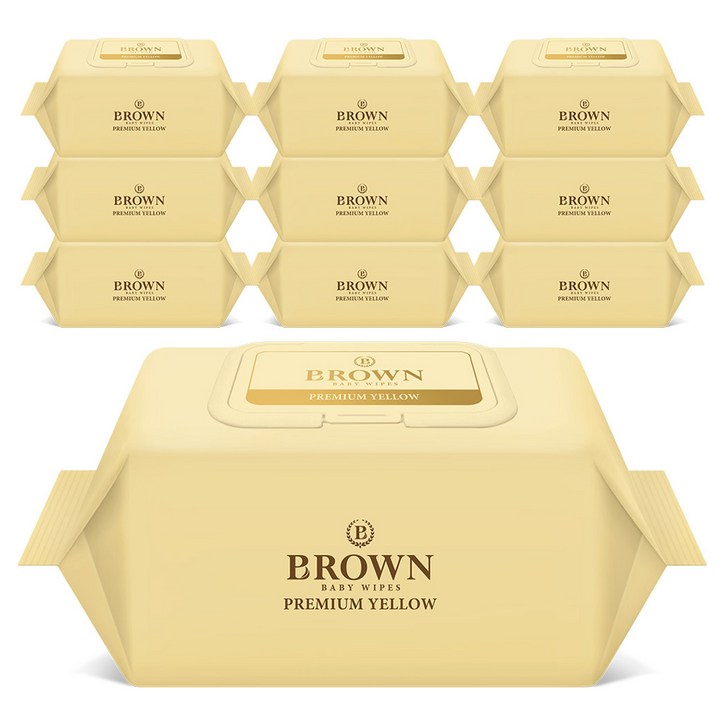 브라운 프리미엄 옐로우 아기물티슈 캡형