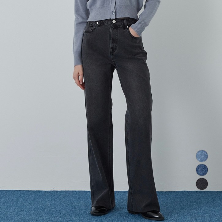 ELLE PARIS 와이드핏 부츠컷 데님 팬츠 ELLE PARIS 와이드핏 부츠컷 데님 팬츠