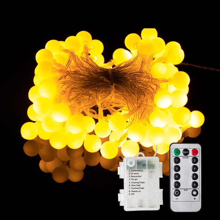 가온 홈벨리쉬 방수건전지팩 앵두전구 줄조명 100구 + 8모드 리모컨 F18