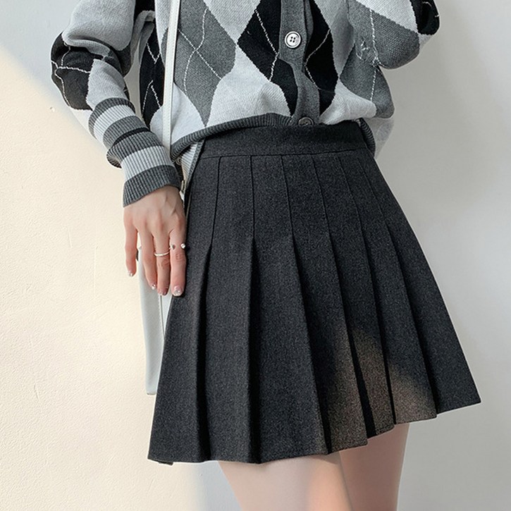 페이퍼먼츠 류벤 플리츠 A라인 미니 모직 스커트 11292