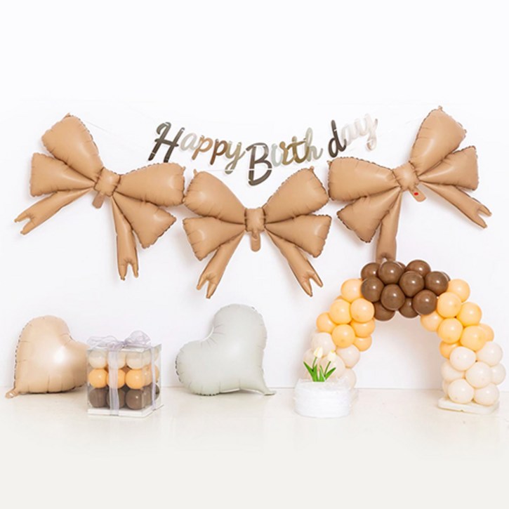 파티해 생일파티 풍선세트 R, 04 은박 리본 브라운, 1세트