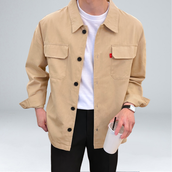 이브클로젯 남성용 오버핏 코튼 단추 카라 트러커 자켓 5130-1