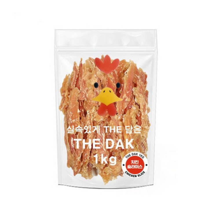 더닭 강아지 반려견 단백질 대용량 간식 1kg 과대포장 없는 순중량 간식, 1개, 치킨슬라이스, 1kg