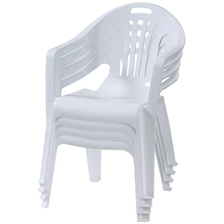 플라스틱의자 팔걸이의자 행사 편의점 포장마차 간이용 보조 4개, 화이트, 4개