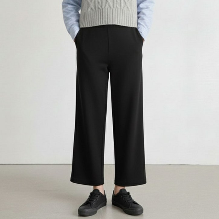 스판 좋은 기모 밴딩 일자 와이드 팬츠 키작녀 바지 빅사이즈까지 슬랙스 바지 국내생산 구김적은 스판 밴딩