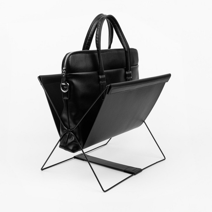 일상스캔 가방보관 가방거치대 가방랙 폴딩, 1개, 블랙가죽