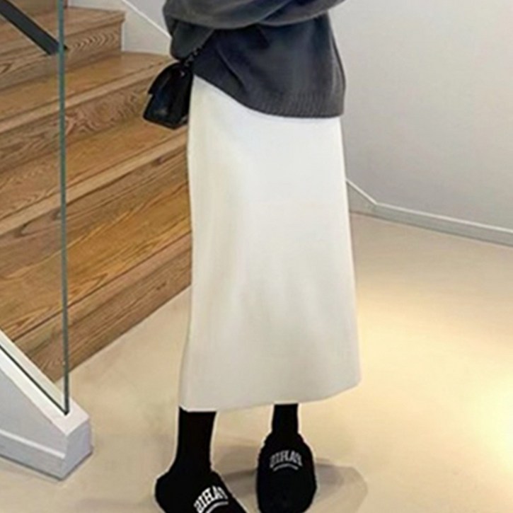 메이킹유 [7color] 소프트 포근 보들 롱 H라인 일자핏 밴딩 니트 스커트 WB9061라츠니트스커트
