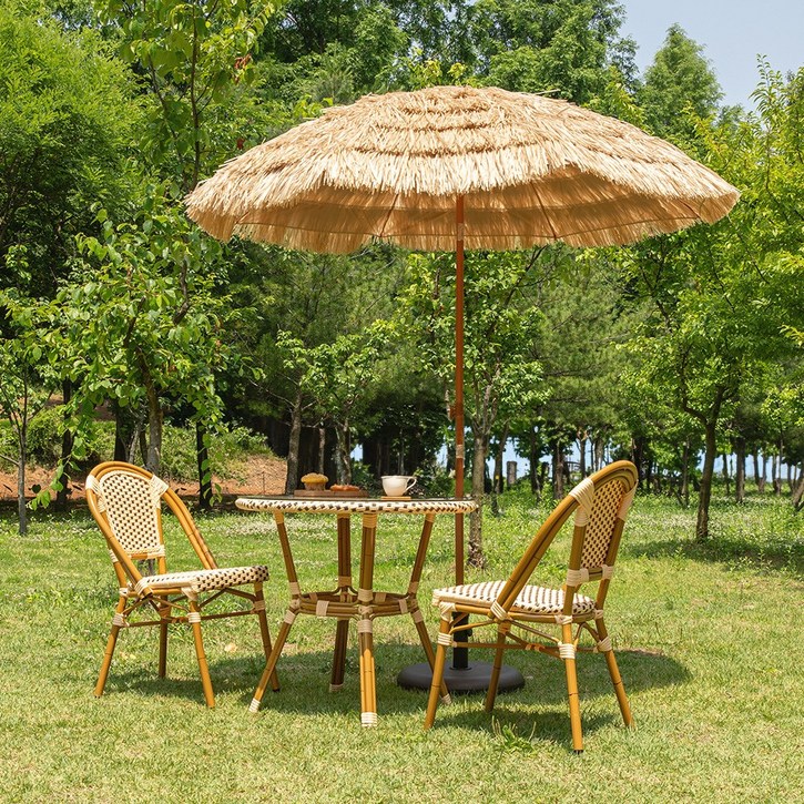 몰디브 2050 파라솔 밀짚 야외 카페 정원 받침대 별도, 네추럴