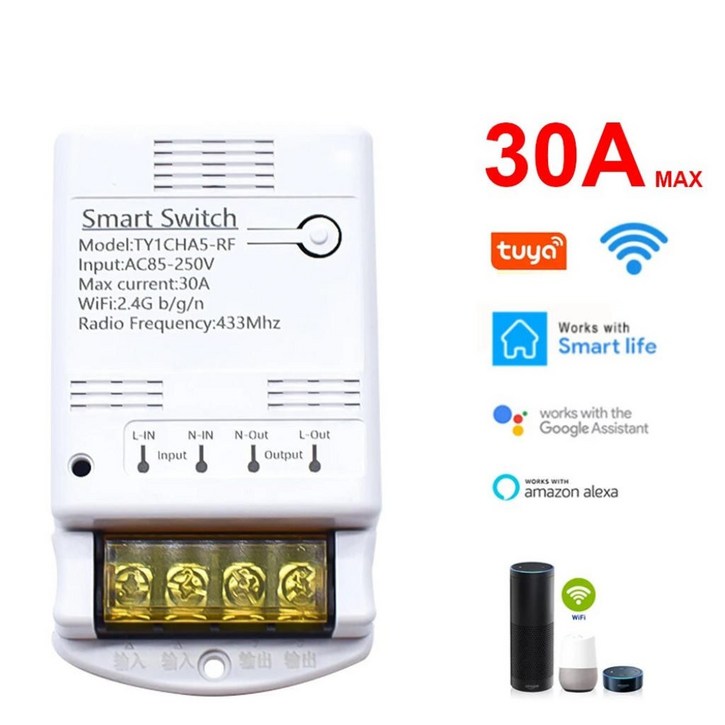 TUYA WIFI+RF 스마트 스위치 RF433 차단기 30A