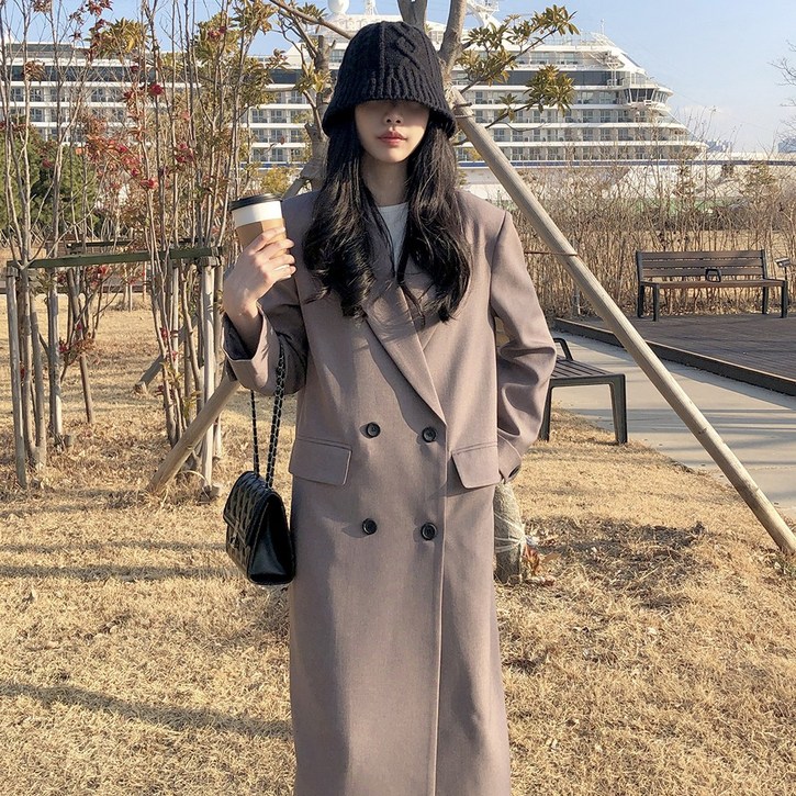 국내 자체 제작 로에즈 더블 투버튼 롱코트 자켓